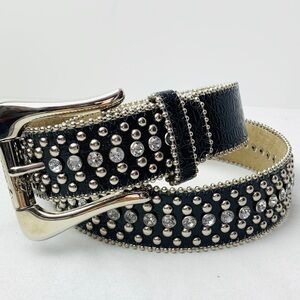 Guess Black Studded Rhinestone Belt NEW